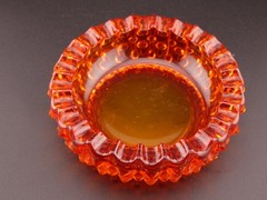 Vintage Fenton Amberina Orange Hobnail Glass Ashtray Trinket Dish