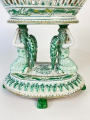 United Wilson Green porcelain double angels footed compote.