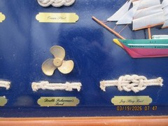 Nautical Wooden Framed Knot Display Featuring Collection of Rope Knots Ship