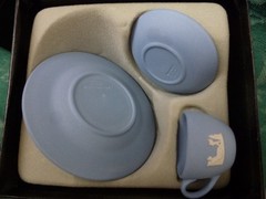 Wedgewood Miniature Blue Jasperware Tea Set 6 Pieces Plus Two Lids With Boxes