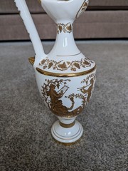 24K Gold Greek Gods & Goddesses Porcelain Ewer Jug Vase Handmade Greece MINT