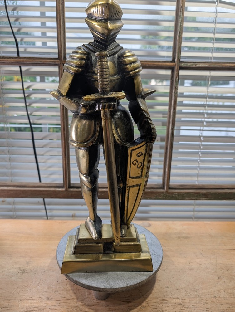 Medieval Knight Cast Metal Decor VTG Japan