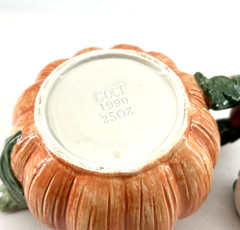 OCI 1990 Fall Pumpkin Squirrel Ceramic Teapot Orange 25oz