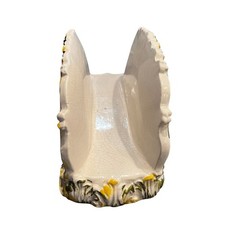 Italian Pottery Rococo Style Letter or Napkin Holder Yellow Floral