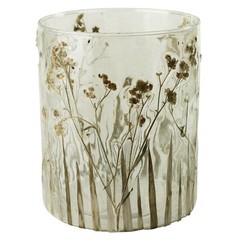 HomArt Medium Enameled Prairie Grass Hurricane Candleholder, 5-inch Height,Glass