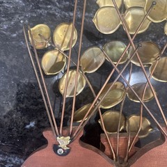 Vintage HOMCO Brass Eucalyptus Leaves Sculpture Wood Planter Plant Decor MCM