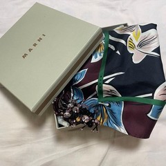 Marni Silk Scarf with Beaded Accessories 43cm x 43cm in Box