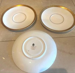 Wedgwood Soup Cup & Saucer Set with 3 Cups, White & Gold, Made in England