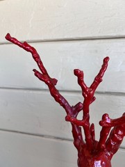 Italian Baroque Style Faux Red Coral Specimen on the Silver Gilt Wood Pillar