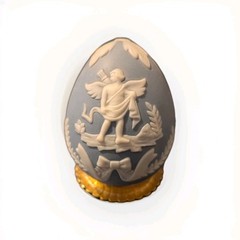 Franklin Mint Treasury Of Eggs Blue Parian-Style Porcelain Egg with Stand 1988