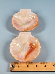 Set of 2 Vintage Akro Agate #246 Pumpkin Slag Glass Shell Dishes – Orange /White