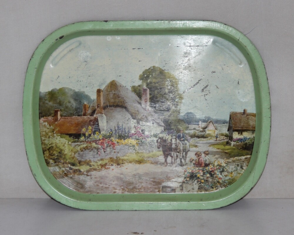 Old Plate Serving Litho Print Village Scenery Tray Vintage Wall Décor 10478