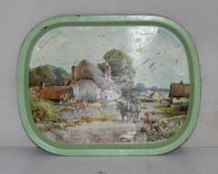 Old Plate Serving Litho Print Village Scenery Tray Vintage Wall Décor 10478