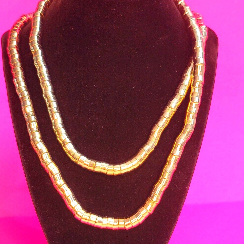48″ Brutalist Articulated Necklace Modernist Gold Metal Snake Coil Necklace