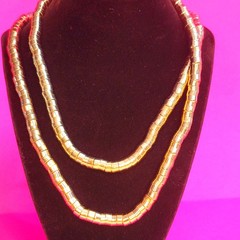 48″ Brutalist Articulated Necklace Modernist Gold Metal Snake Coil Necklace