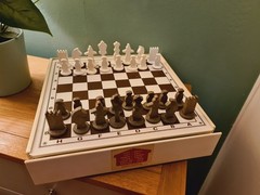Vintage Swedish Chess Game Set Modernist Style Reclaimed Hard Plastic Patented