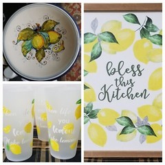 🍋Ceramic Lemon Plate 🍋Kitchen Picture 🍋Set Of Tumblers🍋