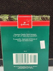 NRFB 1990 Hallmark Ornament Display Stand 3.75 in Wood Base Metal Hanger Vintage