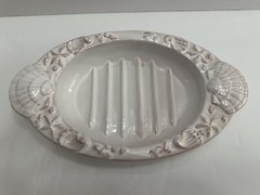 Shells And Stars Soap Dish Porcelain Oval Dish Portugal Vintage