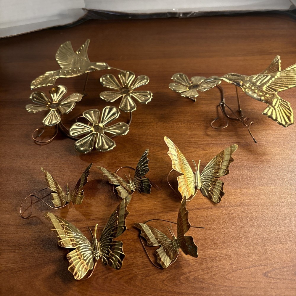 Vtg Home Interiors Brass Butterflies Flowers Hummingbirds Wall Decor Beautiful