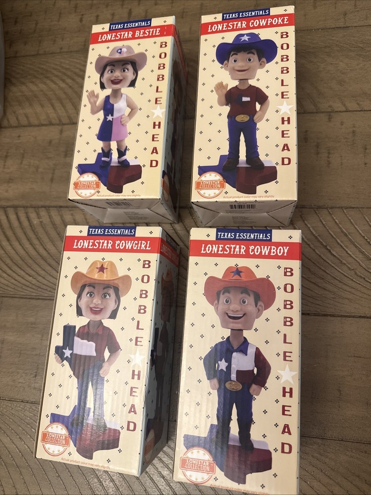 Bobblehead TEXAS BESTIE, COWPOKE, COWGIRL, COWBOY-COMPLETE SET OF 4 BRAND NEW