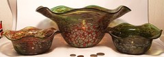 CLUSTER vtg studio art glass sculpture bowl goose bay yellowstone park western