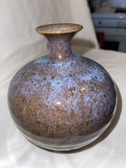 Vintage Pottery Vase Signed Purple Beautiful ￼