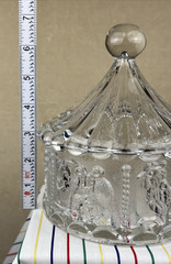 Vtg Goebel W German Lead Crystal Carousel Animals Circus Tent Covered Candy Dish