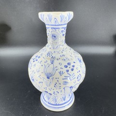 VTG Hand Made Swedish Pottery Carafe Pitcher With Braided Handle Artist Marked