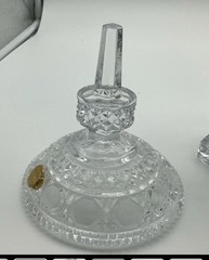 Clear Lead Crystal tall Candy Dish Bleikristall Elsterthal with lid. 10” tall.