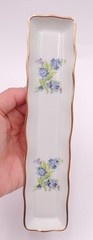 Limoges France Floral Olive Mints Tray Pencil Jewelry Trinket Forget-Me-Not Gold