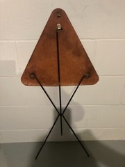 RARE Antique Art Deco 21″ 3-Legged Folding Stool Chair Minimalist Triangle Seat