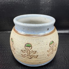 2000 Hand Made Stoneware Coffee Mug Cup Artist Signed RAB Hand Carved Vintage