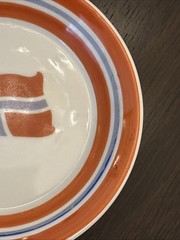 Vintage Porsgrund Norway Porcelain Trinket Dish Norwegian Flag Anchor Mark MCM