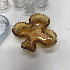 VTG Indiana Glass Lot Card Suit Trinket Dishes Clover Diamond Heart Etc