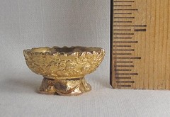 Vintage Gold Plated Egg Holder Display Stand – Heavy Ornate Footed .75″ x 1.25″