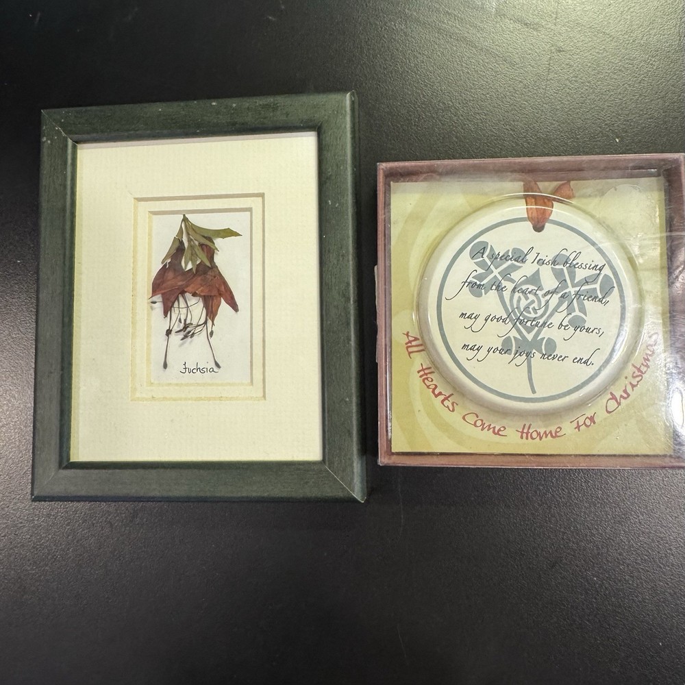 PRESSED DRIED Flowers Of Ireland By Breda Hayden & Irish Blessing ornament