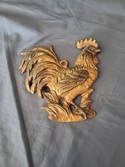 RARE Vintage Cast Aluminum Rooster Wall Plaques Country Farmhouse Chickens