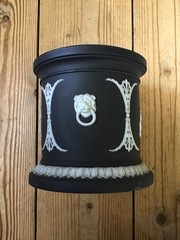 Wedgwood Jasperware Black 6.5” Tobacco Box/Jar! MIE