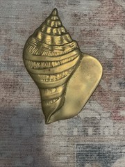 Brass Sea Shells -Relief Placques Decor Nautical Beach Decor Set Of 2