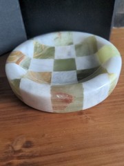 Catch All Stone Checkerboard 5″ Round Small Splicing Mosaic Tray Edc