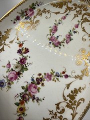 Antique 19th Century French Hand Painted Dresser Tray Gold Trim