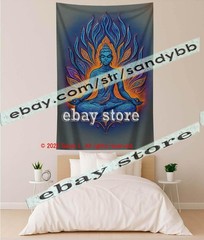 Meditating Buddha Tapestry 3D relief look Wall Art spiritual decor 39X59 in