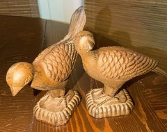 Pair of 2 Old Vintage CAST IRON METAL BIRD Birds Statue Figure – Brown Bookends