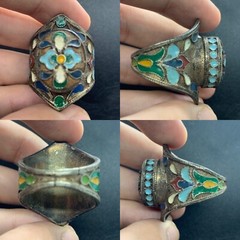 Ancient Old Pure Sliver Antique Painted Beautiful Ring