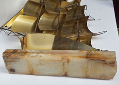 VINTAGE LARGE DEMOTT SHIP SCULPTURE HANDMADE MODERNIST SAIL SHIP SIGNED ORIGNAL