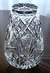 GORGEOUS VINTAGE 1950’s VAL St. LAMBERT CLEAR CUT HOBSTAR HEAVY CRYSTAL VASE