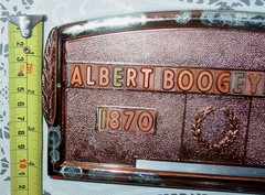 Vintage Halloween Grave Marker Funeral Home Plaque Albert “The Boogeyman” Fish