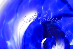 VTG Scott & Laura Curry Signed Dated PNW Studio Art Glass Hand Blown Vase Blue