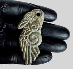 300 BC Ancient Carved Engraved Gemstone Pendant Medallion Amulet Mythical bird
